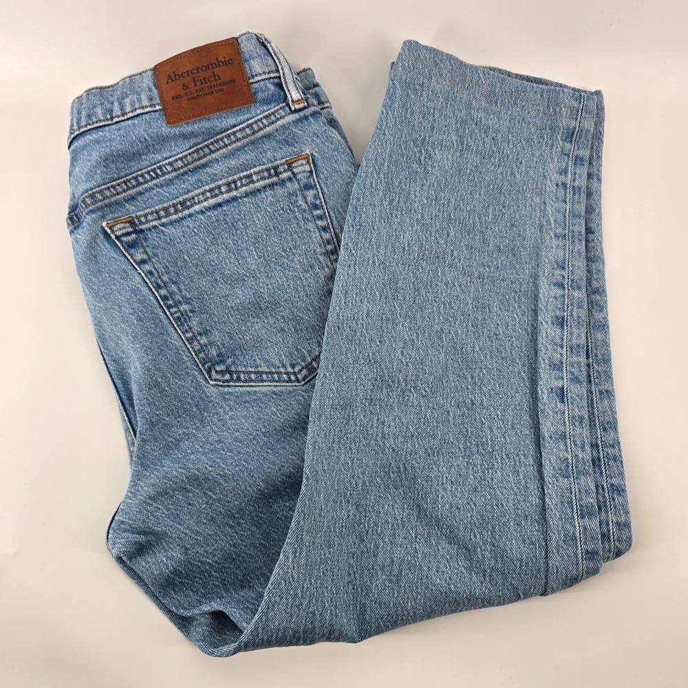 Abercrombie & Fitch Straight Jeans Mens 33x23 Light Blue Vintage Stretch Denim